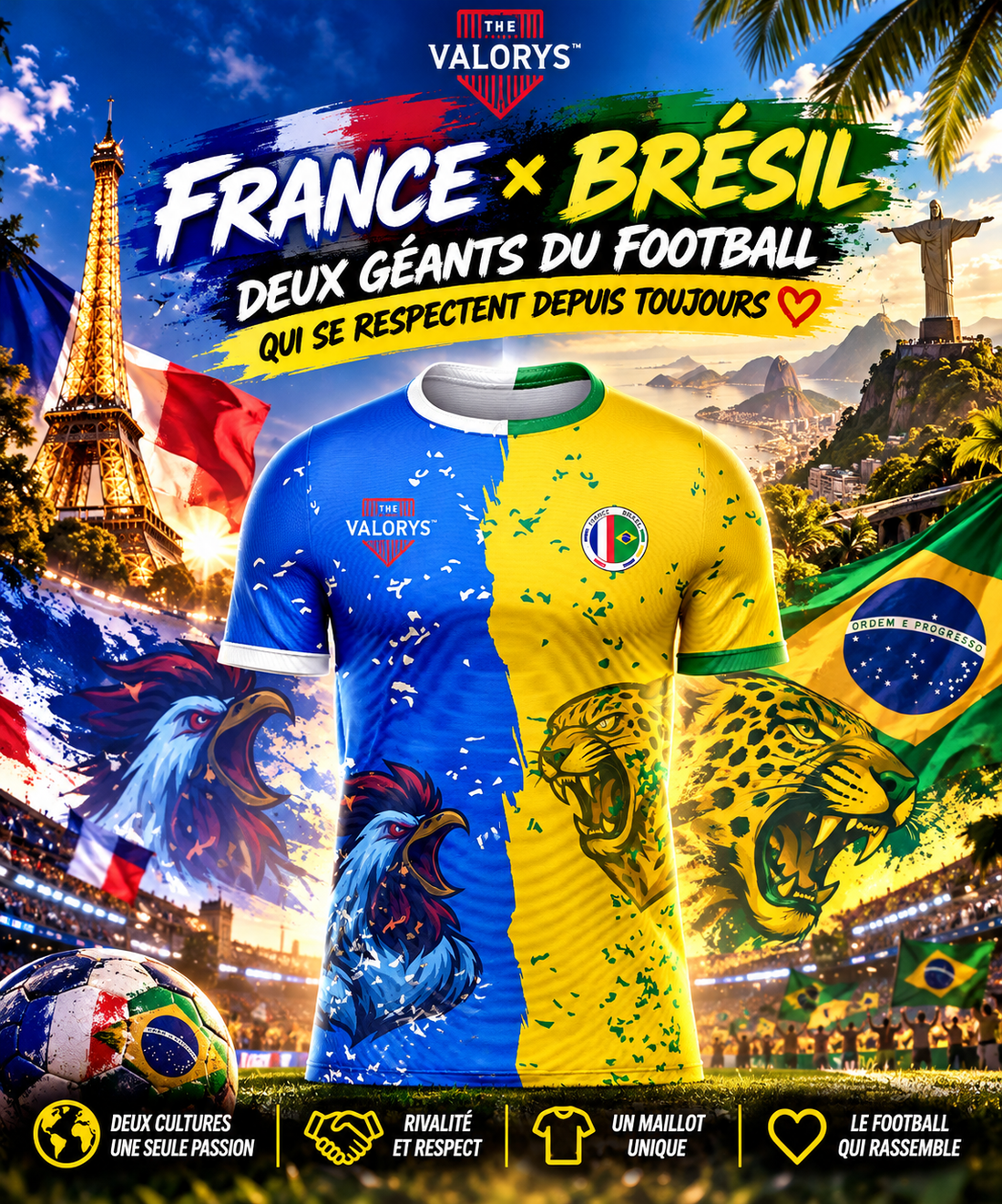 France 🇫🇷 × Brésil 🇧🇷 : deux géants du football qui se respectent depuis toujours ❤️⚽